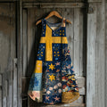Vintage Loose Swedish Flag With Floral Patchwork Pattern Art Print Linen Tank Dress elevenforest