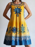 Ukrainian Folk Lace Patchwork Linen Tank Dress elevenforest
