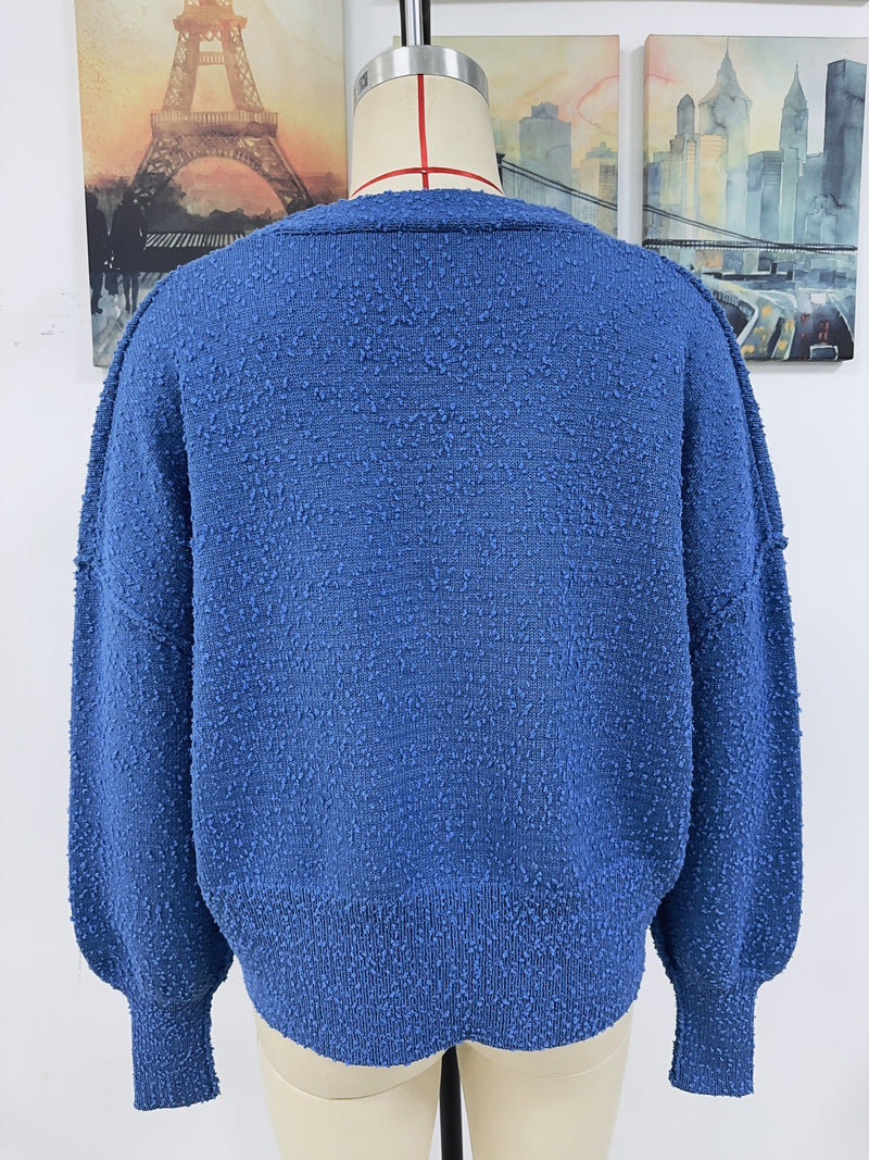 Autumn Winter Clothing V Neck Buttons Color Knitted Cardigan Coat Sweater