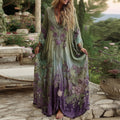 Women's Vintage Floral Rose Embroidery Art V-neck Kaftan elevenforest