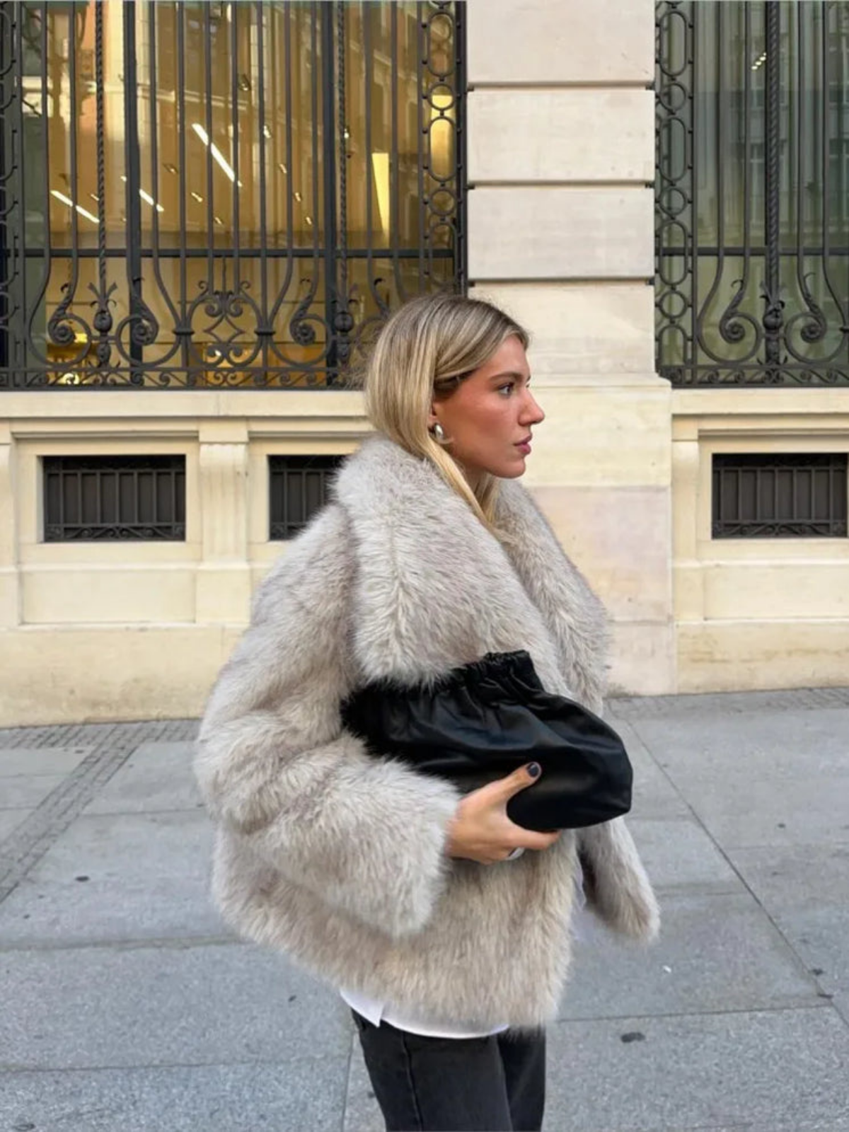 Glamorous Creamy White Fur Coat