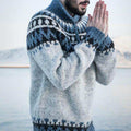 Men's Vintage Fair Isle Knitted Half Zip Collar Sweater elevenforest