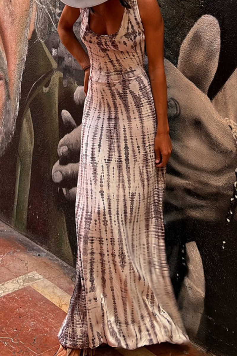 Striped Patchwork Backless U Neck Vest Dress Dresses