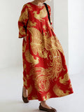 Comstylish Japanese Art Retro Leisure Linen Dress