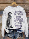 Comstylish Solitary Walking Nihilistic Penguin Leisure Crew Neck Sweatshirt