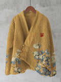 Classy Floral Japanese Art Cozy Fleece Kimono Cardigan elevenforest