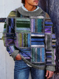 Men's Retro Colorblock Patchwork Cozy Knit Sweater elevenforest