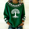 Comstylish Women's St. Patrick's Day Tree Of Life Shamrock Plaid Print Sweatshirt