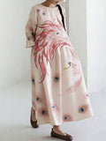 Comstylish Japanese Art Retro Leisure Linen Dress