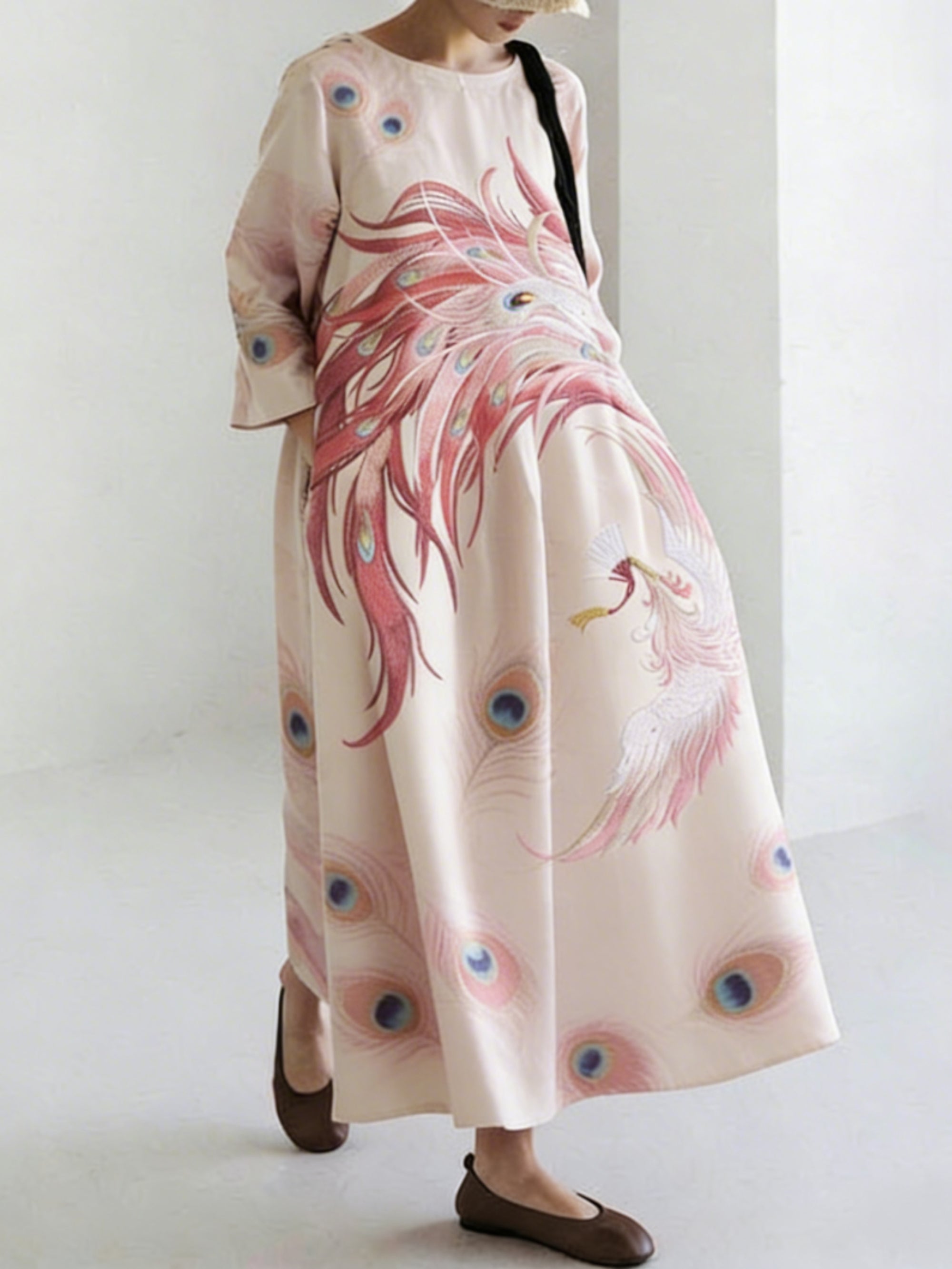 Comstylish Japanese Art Retro Leisure Linen Dress