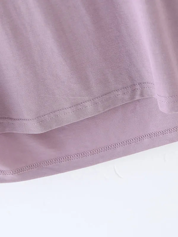 Short Sleeves Pleated Color Heaps Collar T-shirts Tops