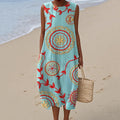 Women's Abstract Art Cotton And Linen Sleeveless Dress elevenforest