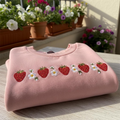 Comstylish Embroidered Strawberry Daisy Sweatshirt