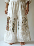 Bohemian Floral Lace Patchwork Embroidered Women's Linen Pants elevenforest
