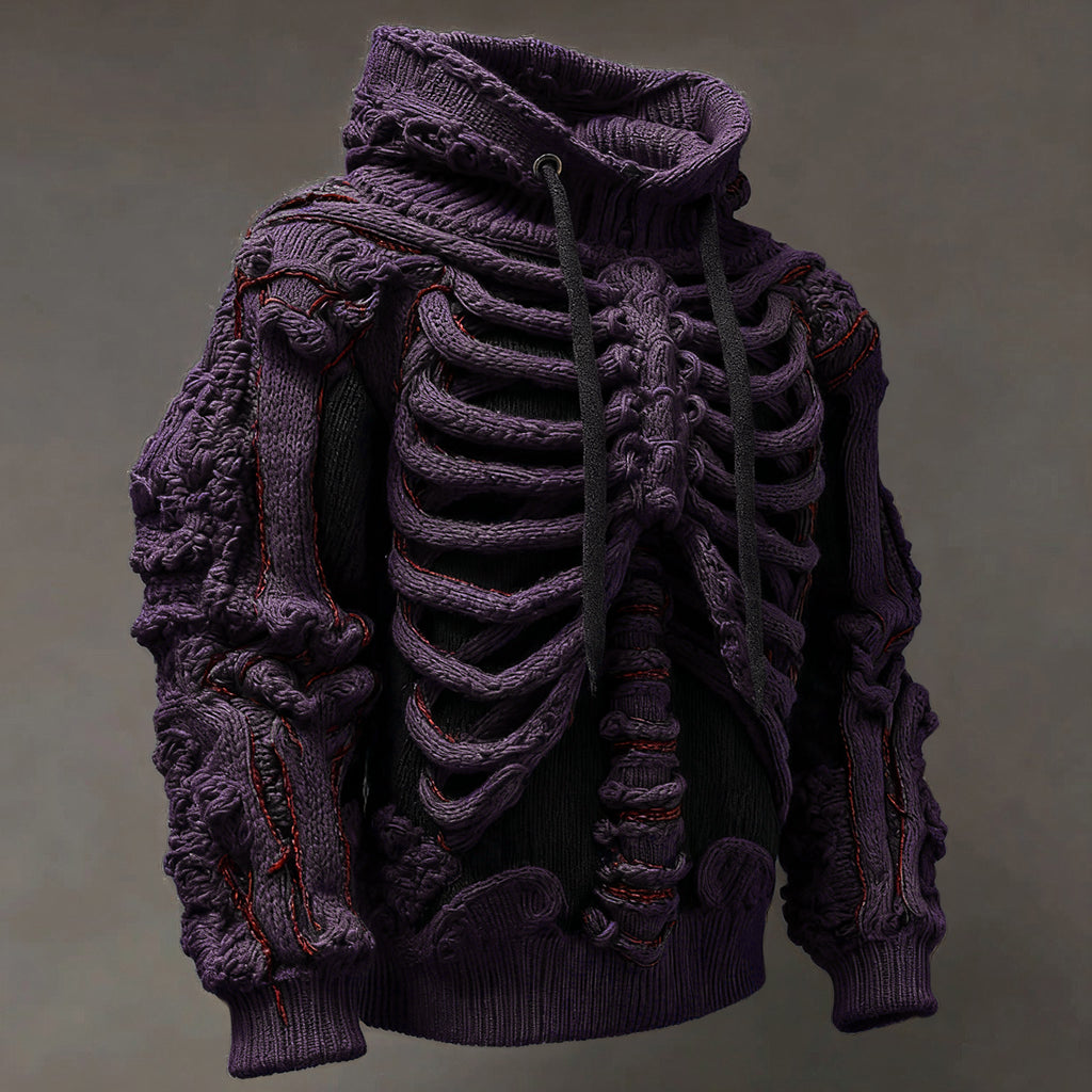 Vintage Halloween Anatomy Art Knit Hooded Sweater artswardrobe