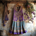 Vintage Viking Tribal Celtic Knot Life Of Tree Patchwork Art Linen Tank Dress elevenforest