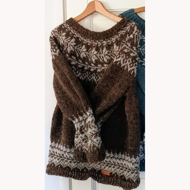 Vintage Tribal Iceland Pattern Warm Round Sleeve Comfy Sweater elevenforest