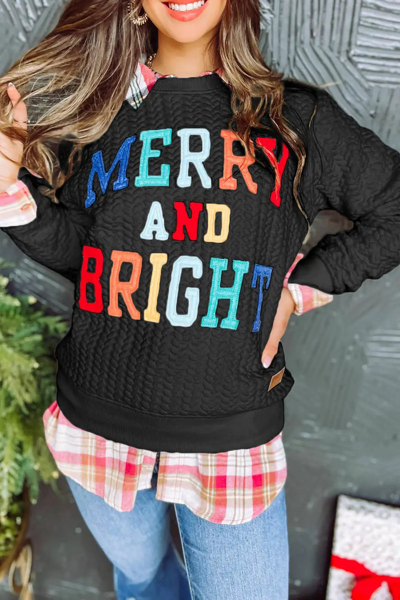 Black Merry and Bright Cable Knit Pullover Sweatshirt in Southern Belle Style