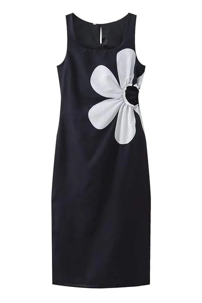 Ophelia Printed Cut-out Midi Dress