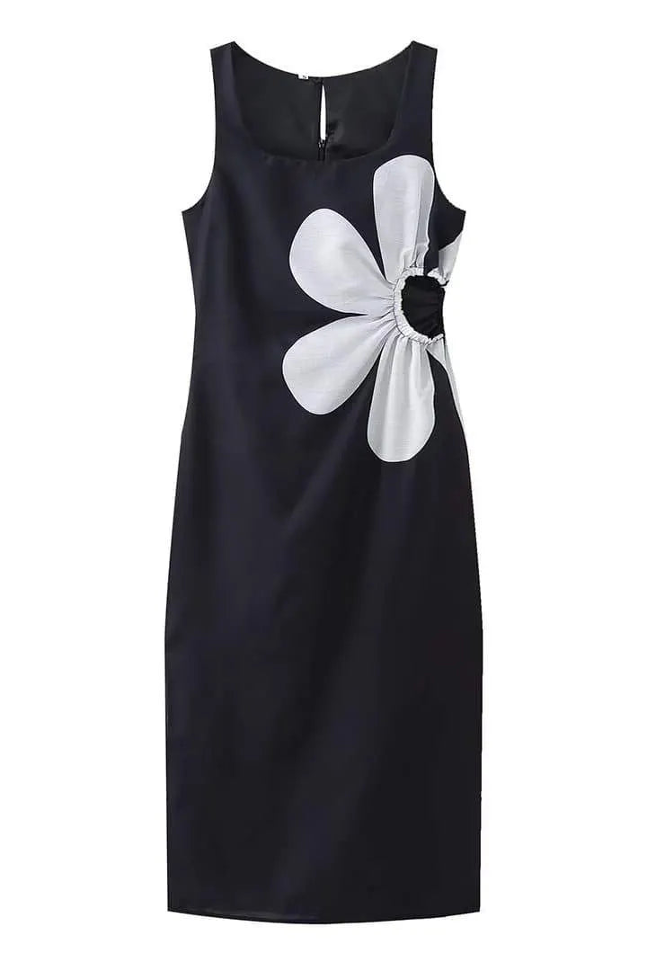 Ophelia Printed Cut-out Midi Dress