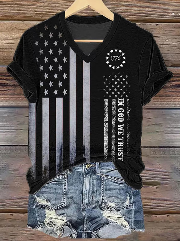 Comstylish Women's In God We Trust 1776 Short-sleeved T-shirt