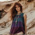 Boho Lavender Art Linen Sleeveless Tank Top elevenforest