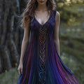 Vintage Viking Pattern Gradient Casual V Neck Tank Dress elevenforest