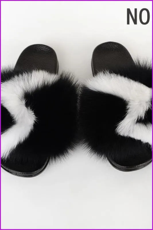 {5-7 Days Wait for Make} New Color Fox Fur Slides F639