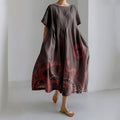 Japanese Octopus Art Linen Blend Casual Dress