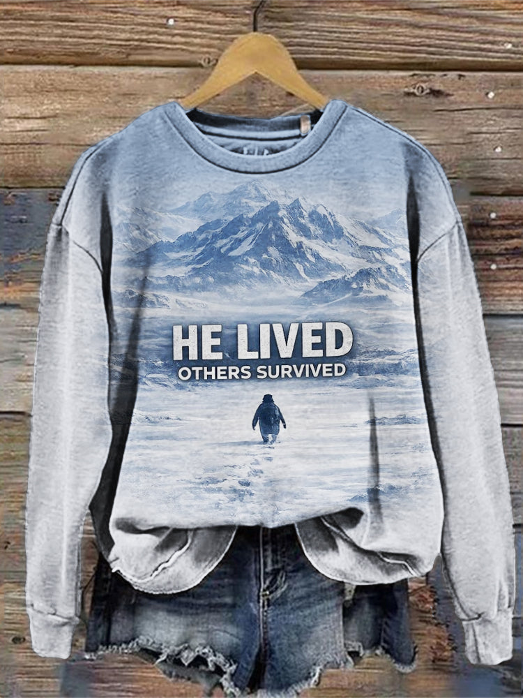 Comstylish He Lived Others Survived Nihilist Penguin Polar Landscape Sweatshirt
