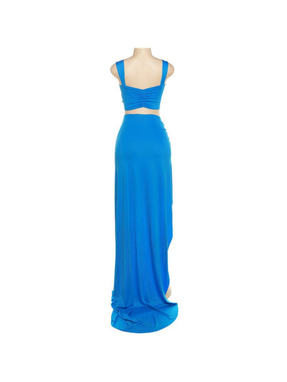Cutout Cropped Tank Top & High Waist Skirt Coord Set