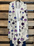 Purple Falling Plum Blossoms Japanese Art Flowy Cardigan elevenforest