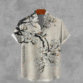 Men's Vintage Floral Oil Painting Art Print Casual Shirt elevenforest