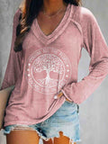 Women's Imagine We All Live In Peace Art Print V-Neck Long Sleeve Blou