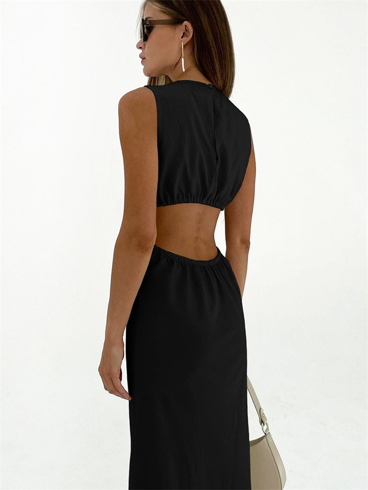Tossy Patchwork Maxi Dress for Twist Summer Slim High Waist Hollow Out Party Looks Female Long Dress New