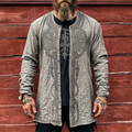 Men's Vintage Viking Rune Print Linen Button Cardigan elevenforest