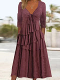 Casual V-Neck Solid Color Dress