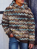 Men's Retro Earthy Colorful Knit Chunky Hooded Sweater elevenforest