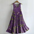 Women's Vintage Floral Dragonfly Art Print Crew Neck Sleeveless Cotton