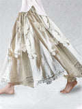 Boho Butterflies Textile Lace Hem Flowy Wide Skirt elevenforest