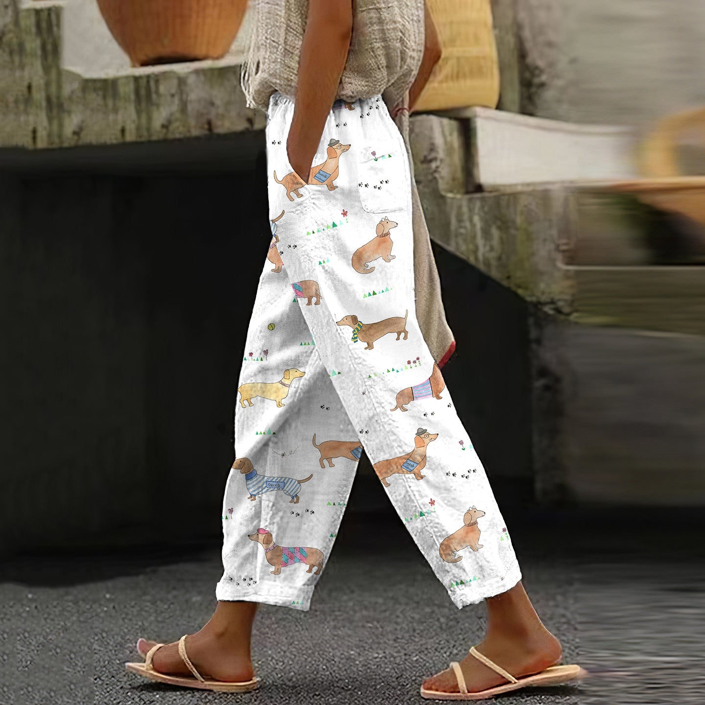 Women's Vintage Dachshund Casual Pants elevenforest