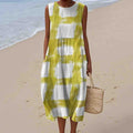 Comstylish Women's Brushstroke Print Sleeveless Cotton Dress