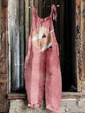 Flying Cranes Japanese Art Linen Blend Jumpsuit elevenforest