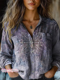 Women's Retro Ethnic Totem Pattern Print Casual Long Sleeve Comfortabl