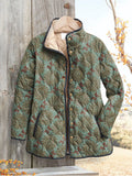 Retro Sun Repeat Pattern Printed Women's Casual Quilted Cardigan