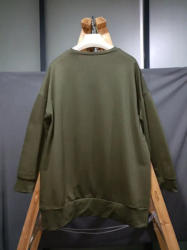 Loose Color Round-neck Sweatshirt Top