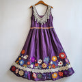 Bohemian Floral Embroidered Lace Patchwork Linen Vest Maxi Dress elevenforest