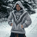 Men's Viking Tribal Wolf Inspired Chunky Knit Pocket Hooded Sweater elevenforest