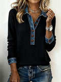 Women'S Casual Loose Waffle Panel Top 