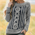 Women's Irish Vintage Celtic Knot Jacquard Sweater elevenforest